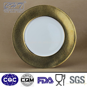 ZH006 Fine bone china 12" display plate with gold and microgroove design